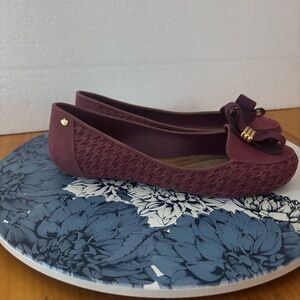 Grendha Special Burgundy Bow Ballet Flats Size 6